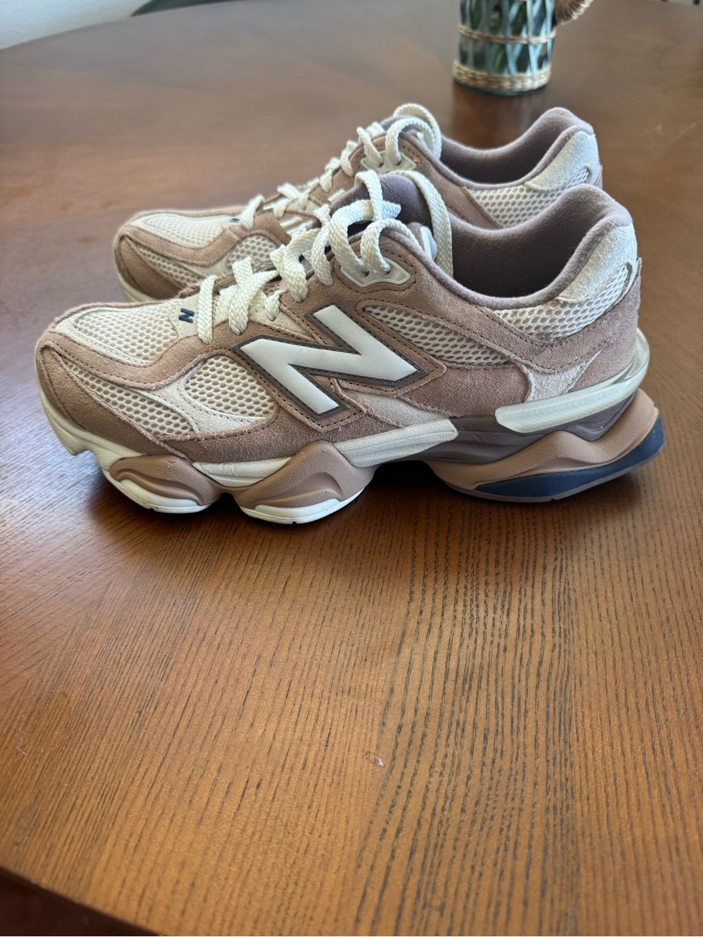 New Balance Women's Beige and white Mesh & Suede Sneakers - Picture 4 of 8
